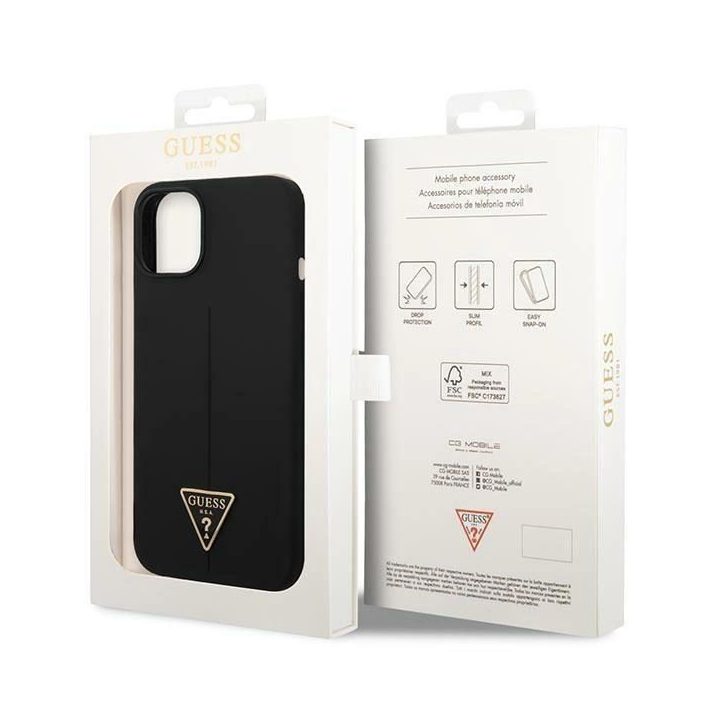 Guess GUHCP14MSLTGK iPhone 14 Plus 6.7 juodas/juodas deklas Silikoninis trikampis