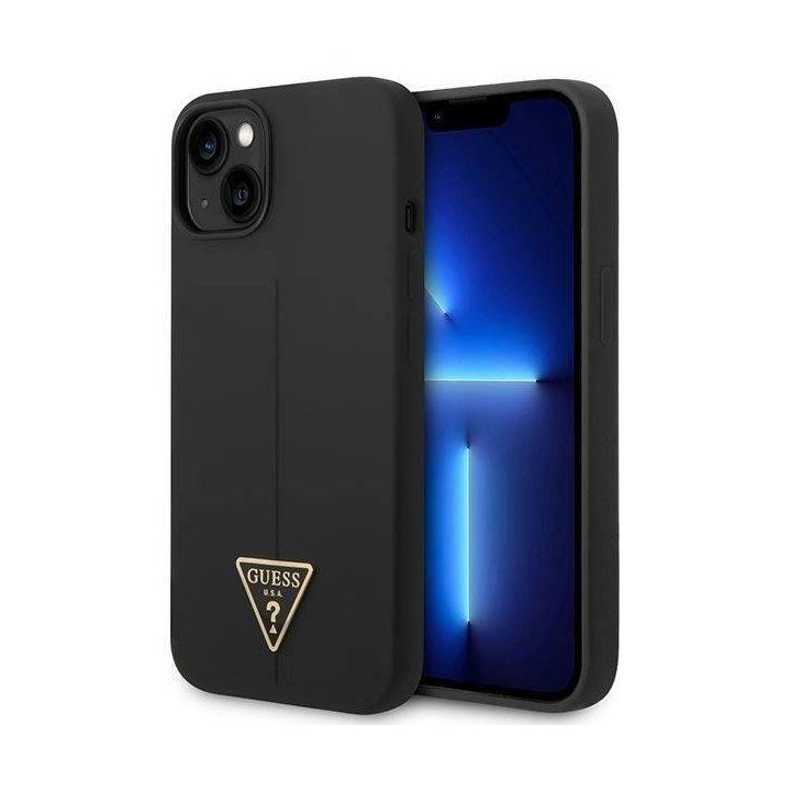 Guess GUHCP14MSLTGK iPhone 14 Plus 6.7 juodas/juodas deklas Silikoninis trikampis