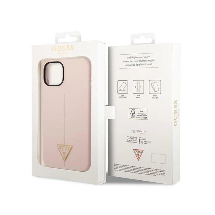 Guess GUHCP14MSLTGP iPhone 14 Plus 6.7 rožinis/rožinis deklas Silikoninis trikampis