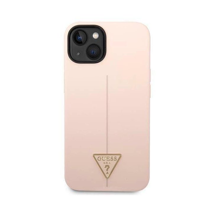 Guess GUHCP14MSLTGP iPhone 14 Plus 6.7 rožinis/rožinis deklas Silikoninis trikampis