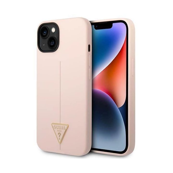 Guess GUHCP14MSLTGP iPhone 14 Plus 6.7 rožinis/rožinis deklas Silikoninis trikampis