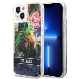 Guess GUHCP14SLFLSB iPhone 14 6.1 blue / blue deklas Flower Liquid Glitter