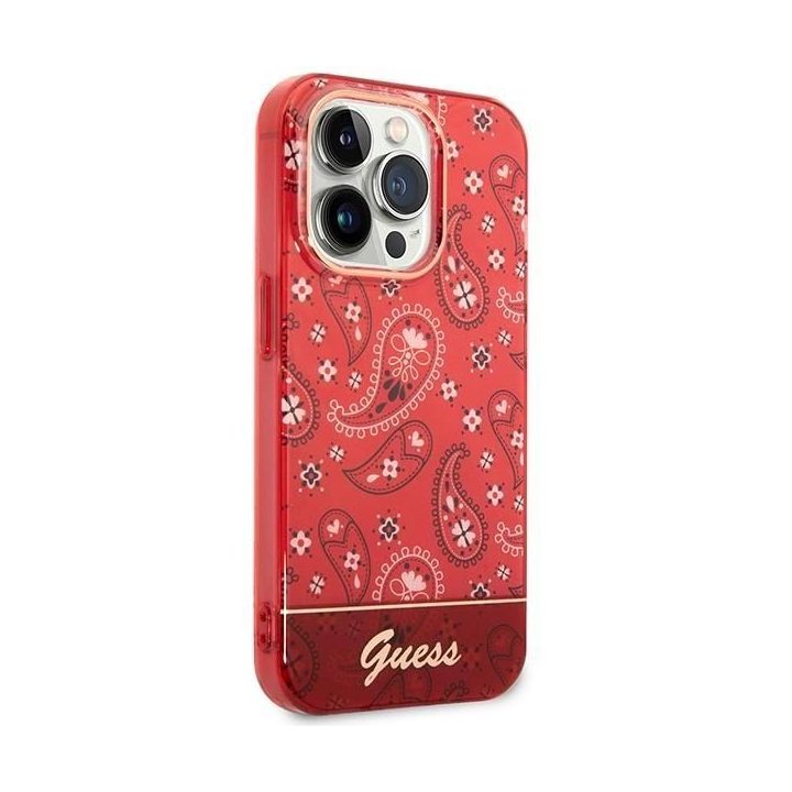 Guess GUHCP14XHGBNHR iPhone 14 Pro Max 6.7 raudonas/raudonas deklas Bandana Paisley