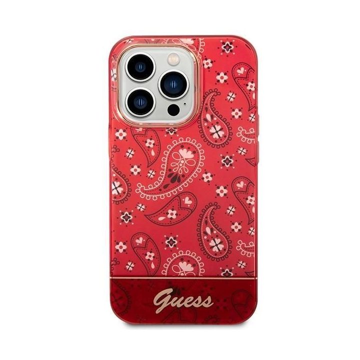 Guess GUHCP14XHGBNHR iPhone 14 Pro Max 6.7 raudonas/raudonas deklas Bandana Paisley