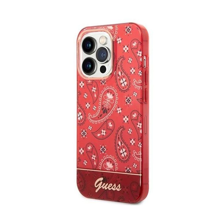 Guess GUHCP14XHGBNHR iPhone 14 Pro Max 6.7 raudonas/raudonas deklas Bandana Paisley
