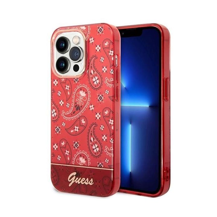 Guess GUHCP14XHGBNHR iPhone 14 Pro Max 6.7 raudonas/raudonas deklas Bandana Paisley