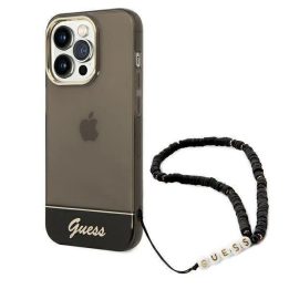 Guess GUHCP14XHGCOHK iPhone 14 Pro Max 6,7 juodas / juodas deklas Permatomas perlamutrinis dirželis
