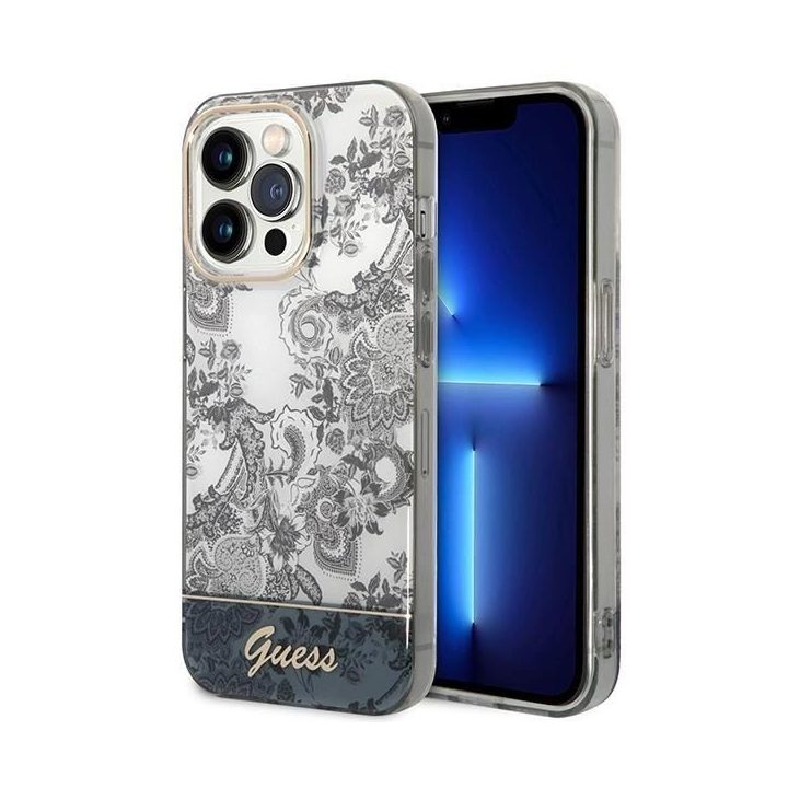 Guess GUHCP14XHGPLHG iPhone 14 Pro Max 6.7 pilkas / pilkas deklas Porcelain Collection