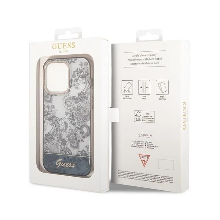 Guess GUHCP14XHGPLHG iPhone 14 Pro Max 6.7 pilkas / pilkas deklas Porcelain Collection