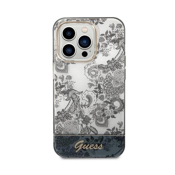 Guess GUHCP14XHGPLHG iPhone 14 Pro Max 6.7 pilkas / pilkas deklas Porcelain Collection