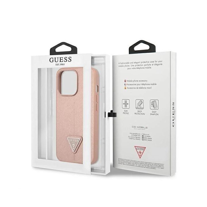 Guess GUHCP14XPSATLP iPhone 14 Pro Max 6,7 pink / pink deklas SaffianoTriangle Logo