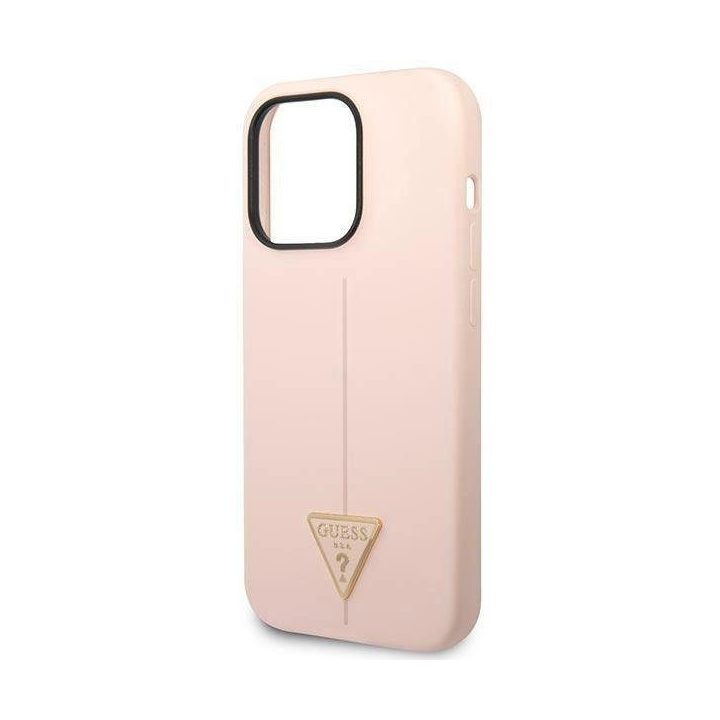 Guess GUHCP14XSLTGP iPhone 14 Pro Max 6.7 rožinės/rožinės spalvos deklas Silikoninis trikampis