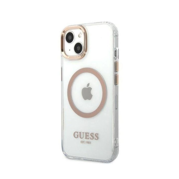 Guess GUHMP13MHTRMD iPhone 13 6.1 aukso / aukso spalvos deklas Metal Outline Magsafe