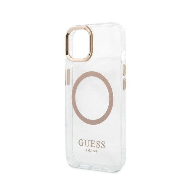 Guess GUHMP13MHTRMD iPhone 13 6.1 aukso / aukso spalvos deklas Metal Outline Magsafe