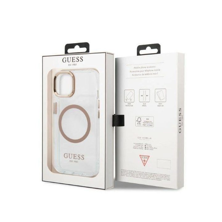Guess GUHMP13MHTRMD iPhone 13 6.1 aukso / aukso spalvos deklas Metal Outline Magsafe