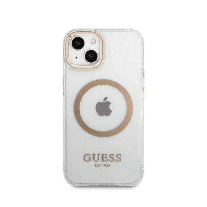 Guess GUHMP13MHTRMD iPhone 13 6.1 aukso / aukso spalvos deklas Metal Outline Magsafe
