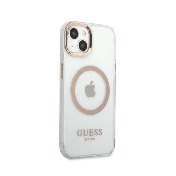 Guess GUHMP13MHTRMD iPhone 13 6.1 aukso / aukso spalvos deklas Metal Outline Magsafe