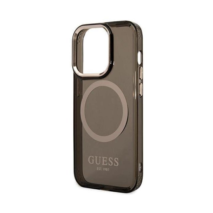 Guess GUHMP14LHTCMK iPhone 14 Pro 6.1 juodos/juodos spalvos deklas Gold Outline Translucent MagSafe