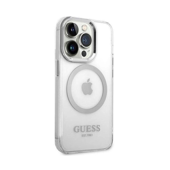 Guess GUHMP14LHTRMS iPhone 14 Pro 6.1 sidabrinis/sidabrinis deklas Metal Outline Magsafe