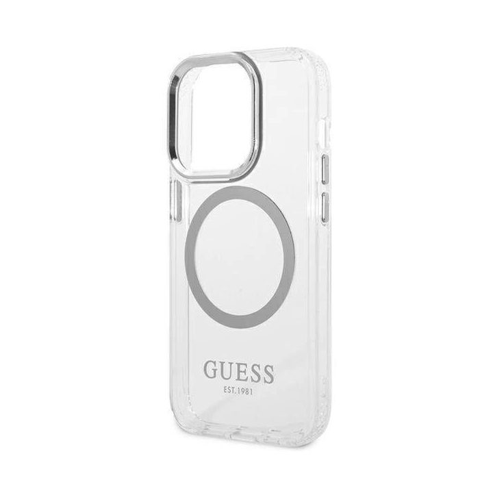 Guess GUHMP14LHTRMS iPhone 14 Pro 6.1 sidabrinis/sidabrinis deklas Metal Outline Magsafe