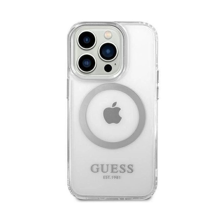 Guess GUHMP14LHTRMS iPhone 14 Pro 6.1 sidabrinis/sidabrinis deklas Metal Outline Magsafe