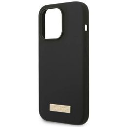 Guess GUHMP14LSBPLK iPhone 14 Pro 6.1 juodos/juodos spalvos deklas Silikoninė logotipo plokštelė MagSafe