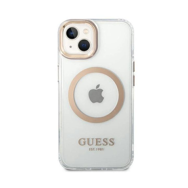 Guess GUHMP14MHTRMD iPhone 14 Plus 6.7 aukso / aukso spalvos deklas Metal Outline Magsafe