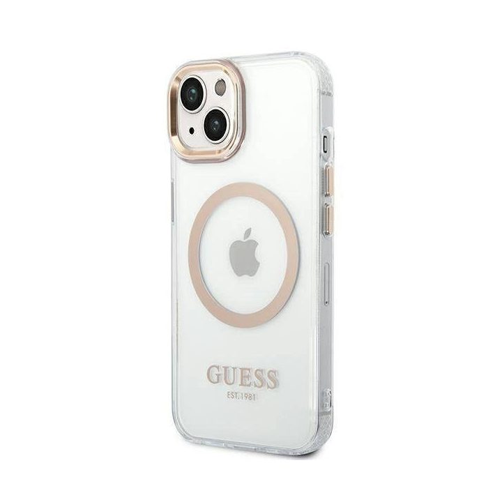 Guess GUHMP14MHTRMD iPhone 14 Plus 6.7 aukso / aukso spalvos deklas Metal Outline Magsafe