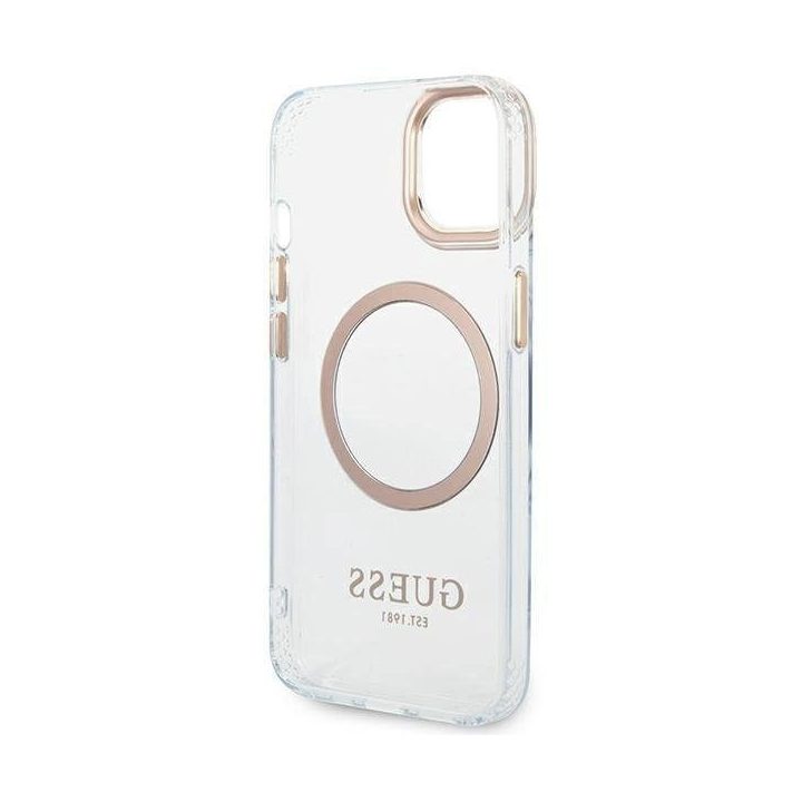 Guess GUHMP14MHTRMD iPhone 14 Plus 6.7 aukso / aukso spalvos deklas Metal Outline Magsafe