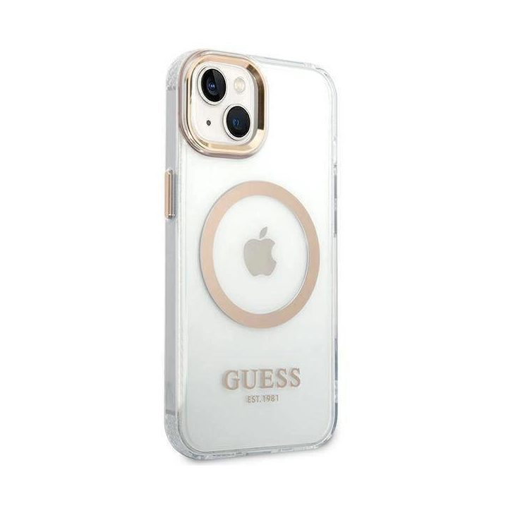 Guess GUHMP14MHTRMD iPhone 14 Plus 6.7 aukso / aukso spalvos deklas Metal Outline Magsafe