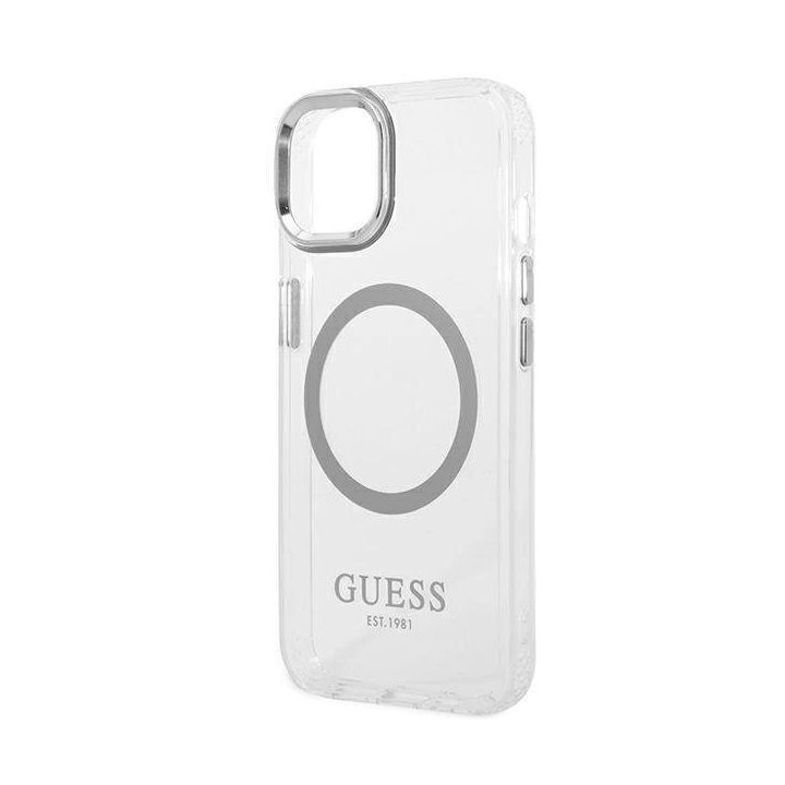 Guess GUHMP14MHTRMS iPhone 14 Plus 6.7 sidabro/ sidabro spalvos deklas Metal Outline Magsafe
