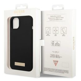 Guess GUHMP14MSBPLK iPhone 14 Plus 6.7 juodas/juodas deklas Silikoninė logotipo plokštelė MagSafe