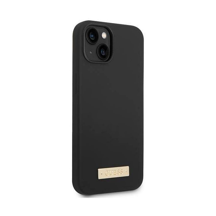 Guess GUHMP14MSBPLK iPhone 14 Plus 6.7 juodas/juodas deklas Silikoninė logotipo plokštelė MagSafe