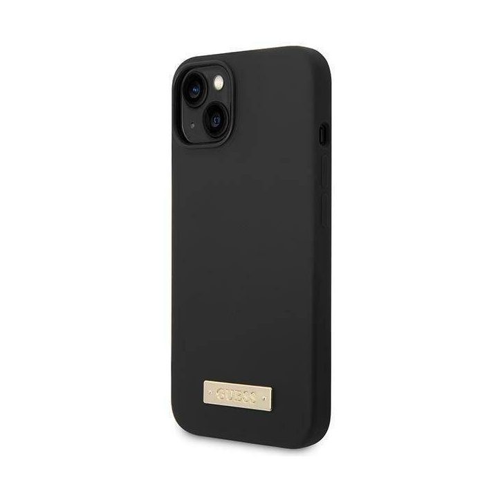 Guess GUHMP14MSBPLK iPhone 14 Plus 6.7 juodas/juodas deklas Silikoninė logotipo plokštelė MagSafe