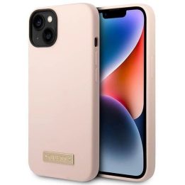 Guess GUHMP14MSBPLP iPhone 14 Plus 6.7 pink / pink deklas Silikoninis logotipas Plokštelė MagSafe