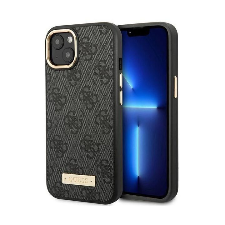 Guess GUHMP14MU4GPRK iPhone 14 Plus 6.7 black / black deklas 4G Logo Plate MagSafe
