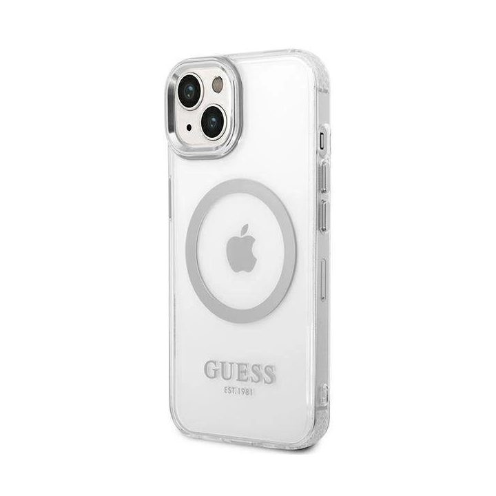 Guess GUHMP14SHTRMS iPhone 14 6.1 sidabrinis/sidabrinis deklas Metal Outline Magsafe