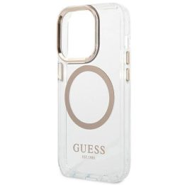 Guess GUHMP14XHTRMD iPhone 14 Pro Max 6.7 aukso / aukso spalvos deklas Metal Outline Magsafe