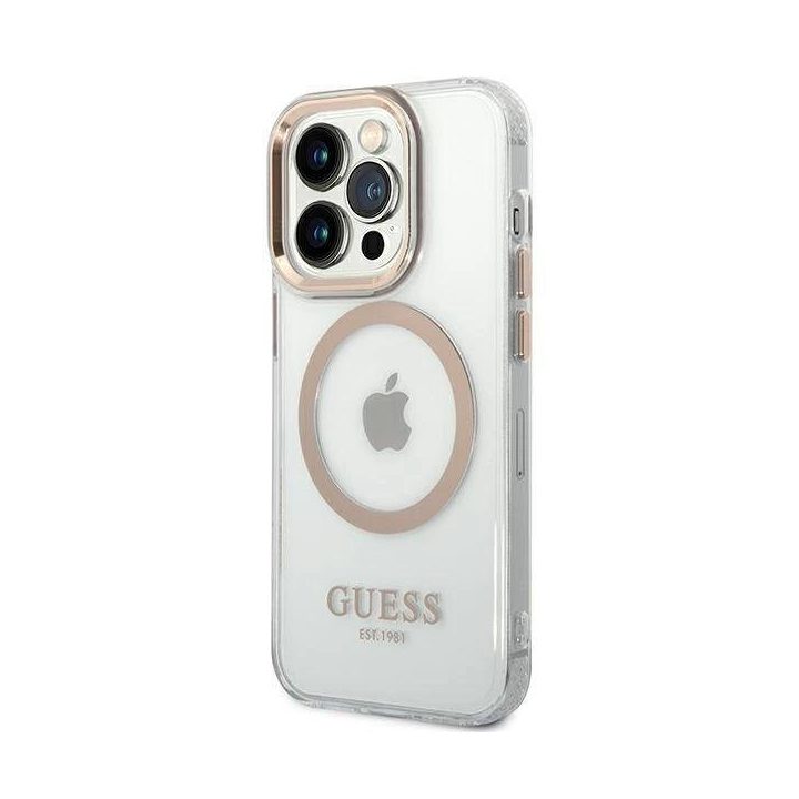 Guess GUHMP14XHTRMD iPhone 14 Pro Max 6.7 aukso / aukso spalvos deklas Metal Outline Magsafe