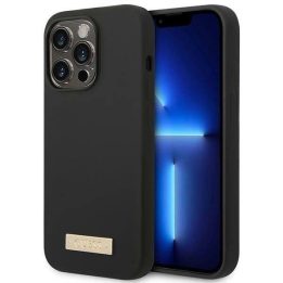 Guess GUHMP14XSBPLK iPhone 14 Pro Max 6.7 juodas/juodas deklas Silikoninė logotipo plokštelė MagSafe