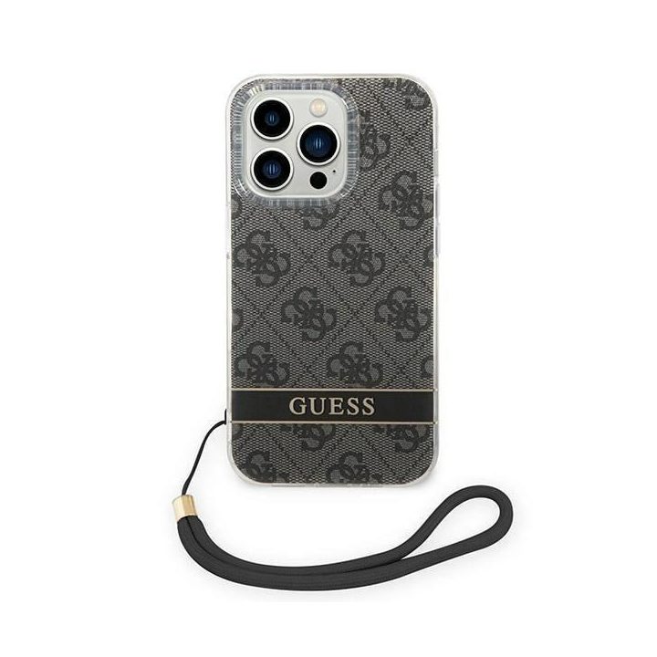 Guess GUOHCP14LH4STK iPhone 14 Pro 6.1 black / black hardcase 4G Print Strap