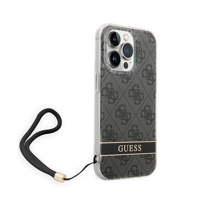 Guess GUOHCP14LH4STK iPhone 14 Pro 6.1 black / black hardcase 4G Print Strap