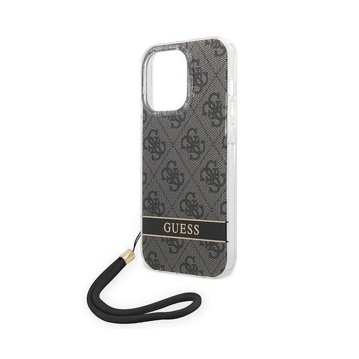 Guess GUOHCP14LH4STK iPhone 14 Pro 6.1 black / black hardcase 4G Print Strap