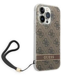 Guess GUOHCP14LH4STW iPhone 14 Pro 6.1 brown / brown hardcase 4G Print Strap