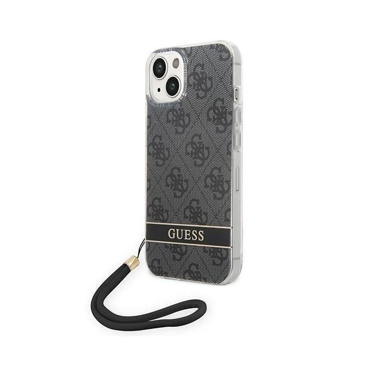 Guess GUOHCP14MH4STK iPhone 14 Plus 6.7 black / black hardcase 4G Print Strap