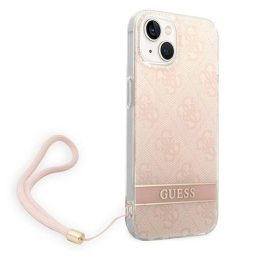 Guess GUOHCP14MH4STP iPhone 14 Plus 6.7 pink / pink hardcase 4G Print Strap