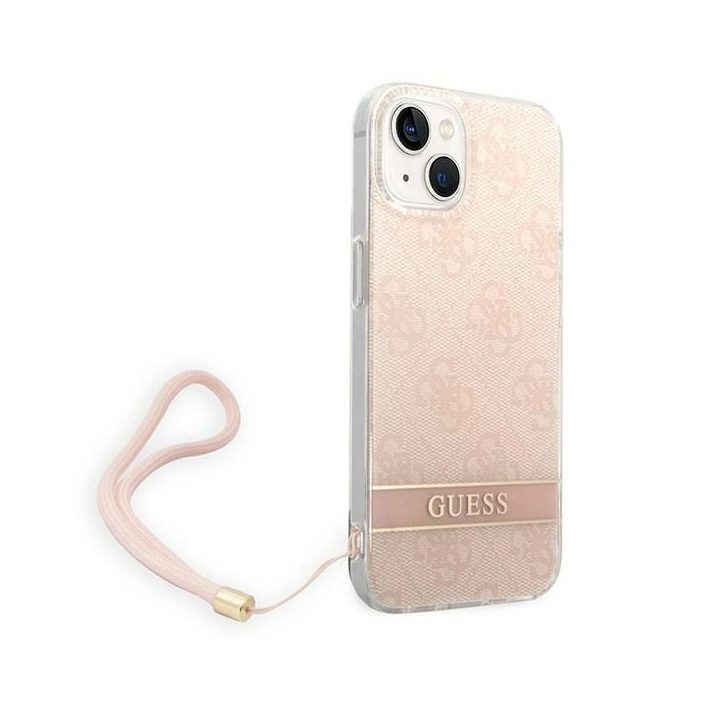 Guess GUOHCP14MH4STP iPhone 14 Plus 6.7 pink / pink hardcase 4G Print Strap