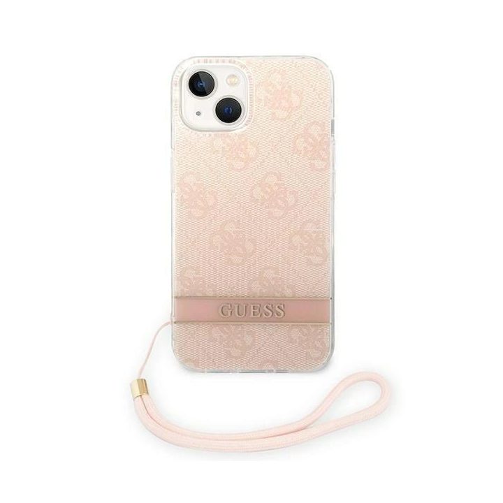 Guess GUOHCP14MH4STP iPhone 14 Plus 6.7 pink / pink hardcase 4G Print Strap