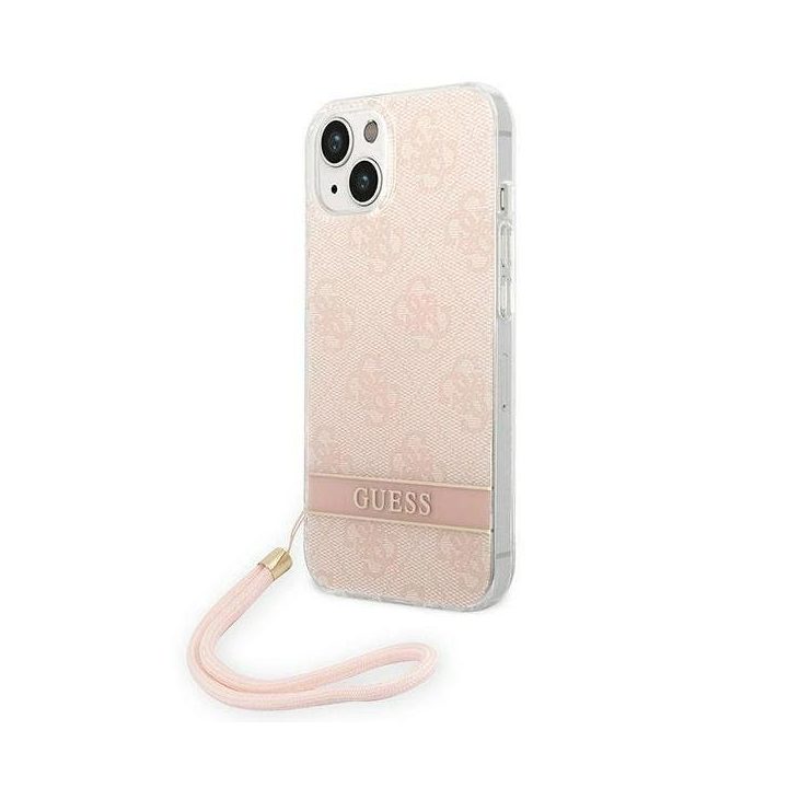 Guess GUOHCP14MH4STP iPhone 14 Plus 6.7 pink / pink hardcase 4G Print Strap