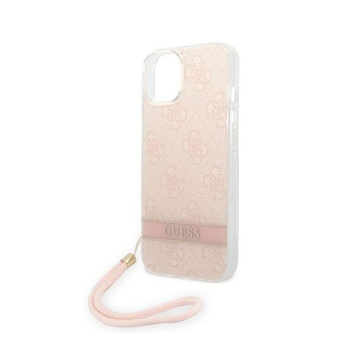 Guess GUOHCP14MH4STP iPhone 14 Plus 6.7 pink / pink hardcase 4G Print Strap